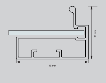Picture of Aluminium Profile, 45 mm  Straight Frame Profile  with I Handle 3000 mm, Satin Stainless Steel