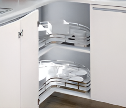 Picture of Carousel cargo series - Chrome Finish,Cargo 3/4 Carousel M 2 Shelves 1 Round Chrome White Base - Chrome Finish