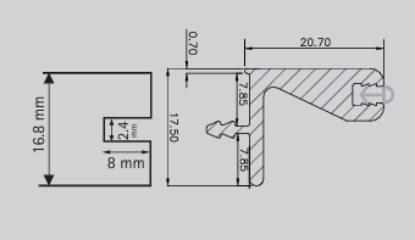 Picture of Aluminium Profile,  Edge Profile for  Wall Cabinet 3000 mm, Golden