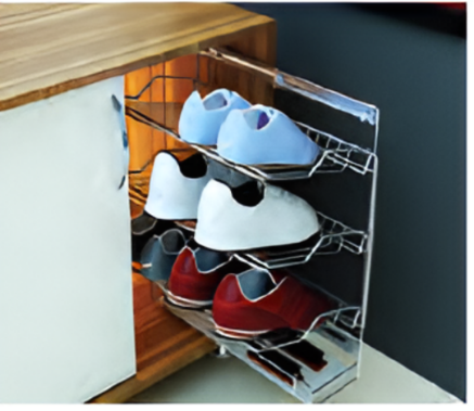 Picture of Cargo Pull Out Shoe Rack (Vertical),Cargo Pull Out Shoe Rack with accessory plate.For internal cabinet height 750 mm( W X D X H ) - 279 x 500 x 580 mm