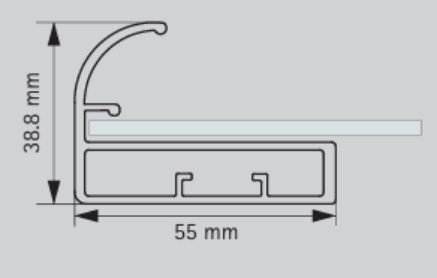 Picture of Aluminium Profile, 55 mm Straight Frame Profile  with C Handle 3000 mm,  Copper