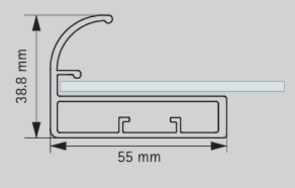 Picture of Aluminium Profile, 55 mm Straight Frame Profile  with C Handle 3000 mm,  Bright Chrome