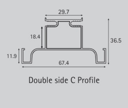 Picture of Aluminium Profile, Vertical Gola Profile C Type 3000 mm, Golden