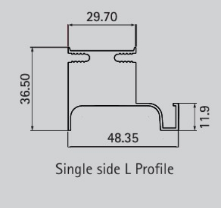 Picture of Aluminium Profile, Vertical Gola Profile L Type 3000 mm, Stainless Steel