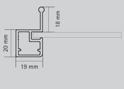 Picture of Aluminium Profile, 19 mm  Straight Frame Profile  with handle 3000 mm, Chrome plated finish