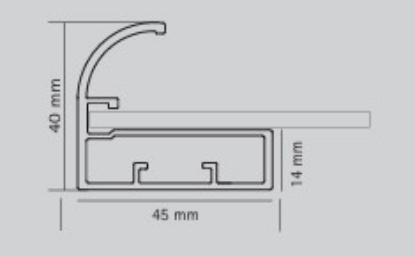 Picture of Aluminium Profile, 45 mm  Straight Frame Profile  with C Handle 3000 mm, Silver anodized finish