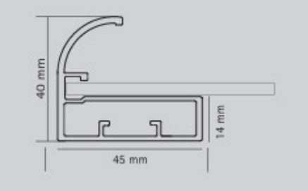 Picture of Aluminium Profile, 45 mm  Straight Frame Profile  with C Handle 3000 mm, Silver anodized finish