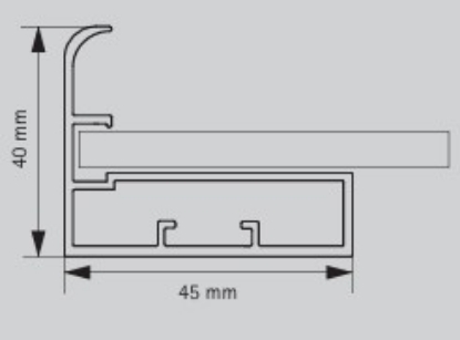 Picture of Aluminium Profile, 45 mm Straight  Frame Profile with  F Handle 3000 mm, Silver anodized finish