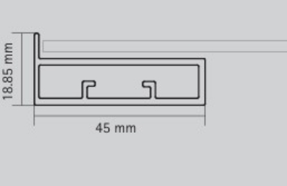 Picture of Aluminium Profile, 45 mm  Straight Stick-On  Frame Profile 3000 mm, Stainless steel finish