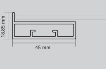 Picture of Aluminium Profile, 45 mm  Straight Stick-On  Frame Profile 3000 mm, Chrome plated finish