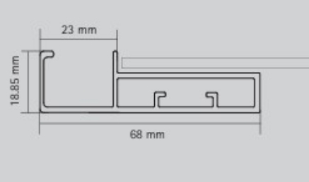 Picture of Aluminium Profile, 45 mm Straight  Stick-On Frame Profile with L handle 3000 mm, Chrome plated finish