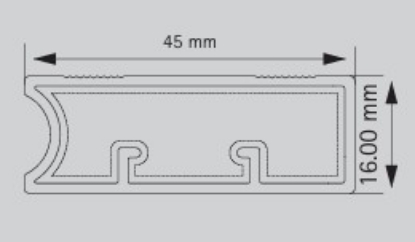 Picture of Aluminium Profile, 45 mm Straight  Frameless Stick on Profile 3000 mm, Silver anodized finish