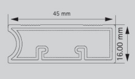 Picture of Aluminium Profile, 45 mm Straight  Frameless Stick on Profile 3000 mm, Stainless steel finish