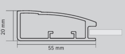 Picture of Aluminium Profile, 55 mm Curved Frame  Profile 3000 mm, Silver anodized finish