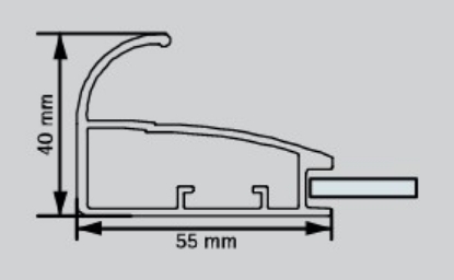 Picture of Aluminium Profile, 55 mm Curved Frame  Profile 3000 mm with Handle, Silver anodized finish