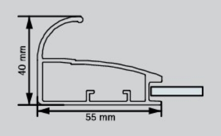 Picture of Aluminium Profile, 55 mm Curved Frame  Profile 3000 mm with Handle, Silver anodized finish