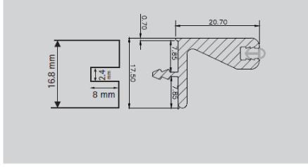 Picture of Aluminium Profile, Edge Profile for Wall cabinet 3000 mm, Chrome plated finish