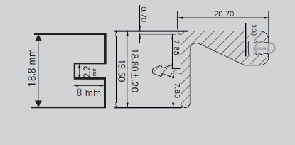 Picture of Aluminium Profile, Edge Profile for Wall cabinet 3000 mm, Black finish