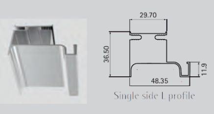 Picture of Aluminium Profile, Gola profile (Vertical application), Stainless steel finish