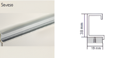 Picture of Seveso,Profile height 38mm for 19 mm thickness & Length 2400 mm-Silver anodized